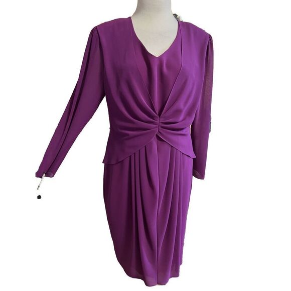 Vintage Ursula of Switzerland Womens Size 16 Raspberry Fancy Dress Twist Front - Picture 1 of 9